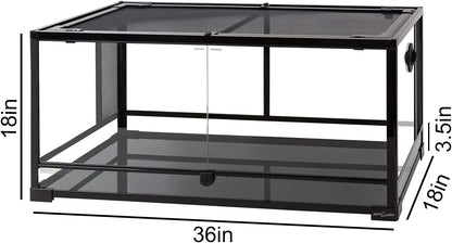 50 Gallon Reptile Glass Terrarium Tank Double Hinge Door with Screen Ventilation Large Reptile Terrarium 36" x 18" x 18"(Knock-Down)
