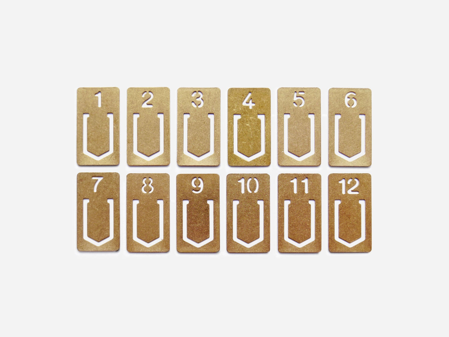 Brass Numbered Clips (Pack of 12)