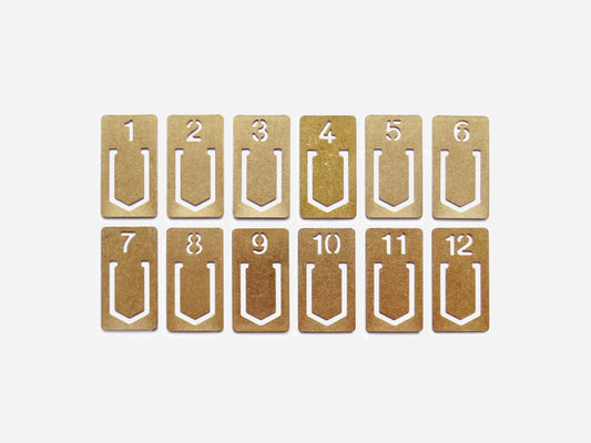 Brass Numbered Clips (Pack of 12)
